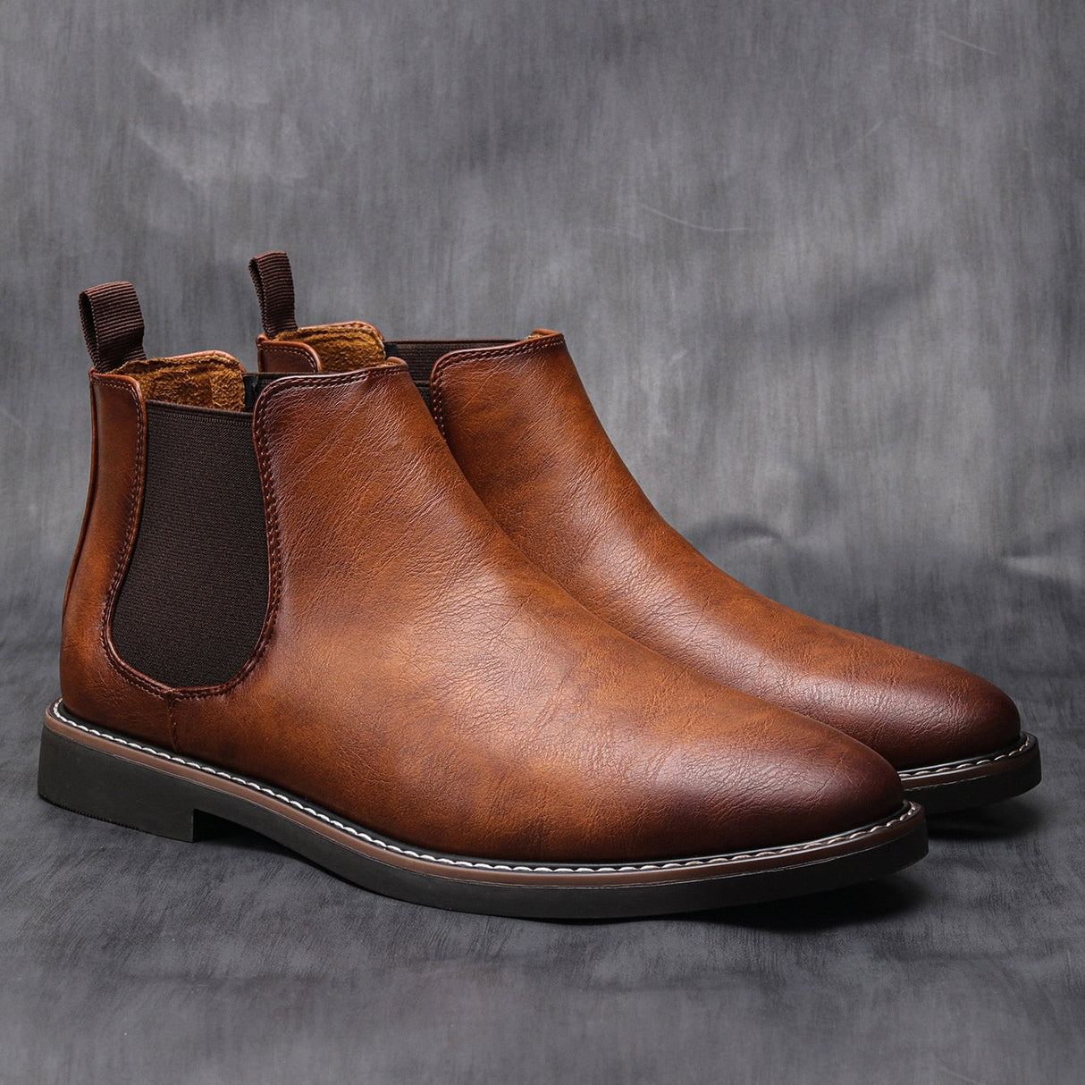 Mens Chelsea Boots Premium Leather with Elastic Side Panels - Product showcase