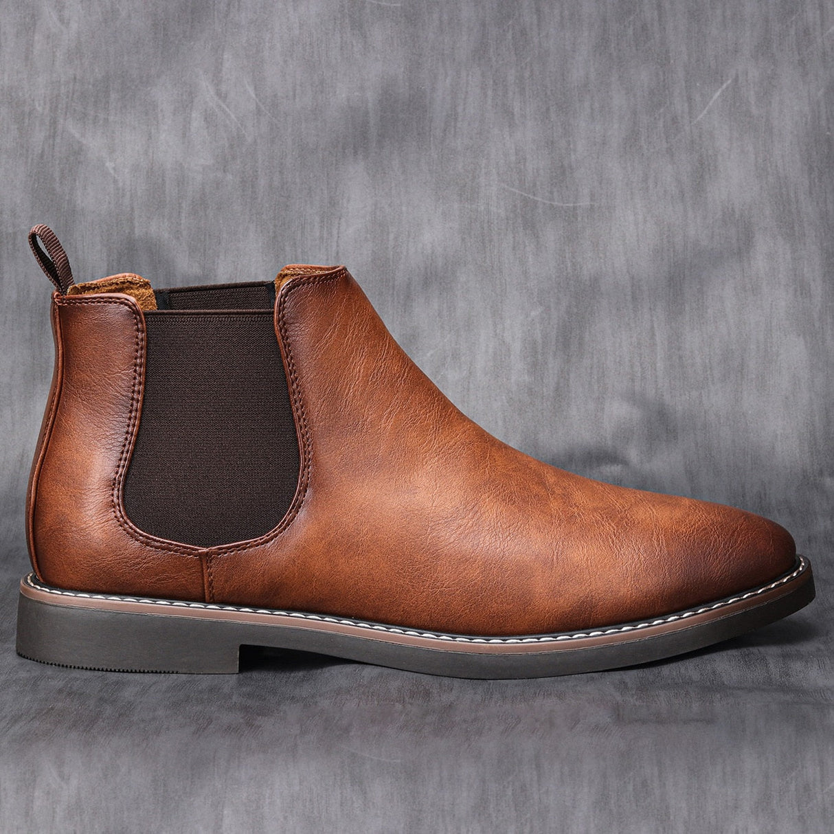 Mens Chelsea Boots Premium Leather with Elastic Side Panels - Detailed view