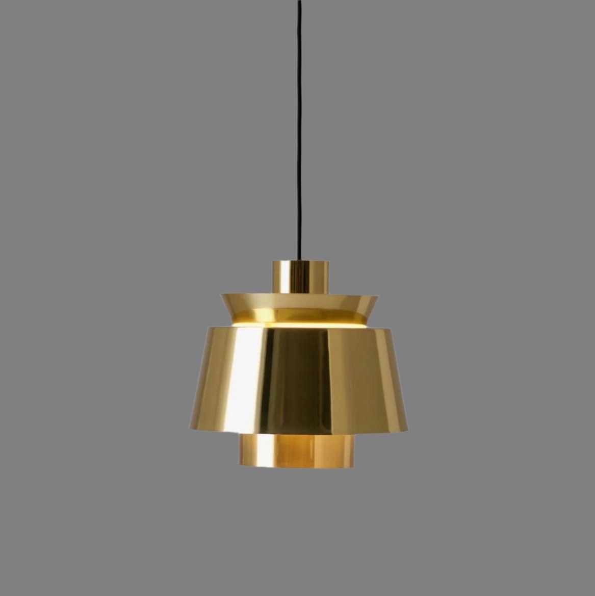 Modern Brass Pendant Light  Tiered Metallic Shade Design - Product showcase