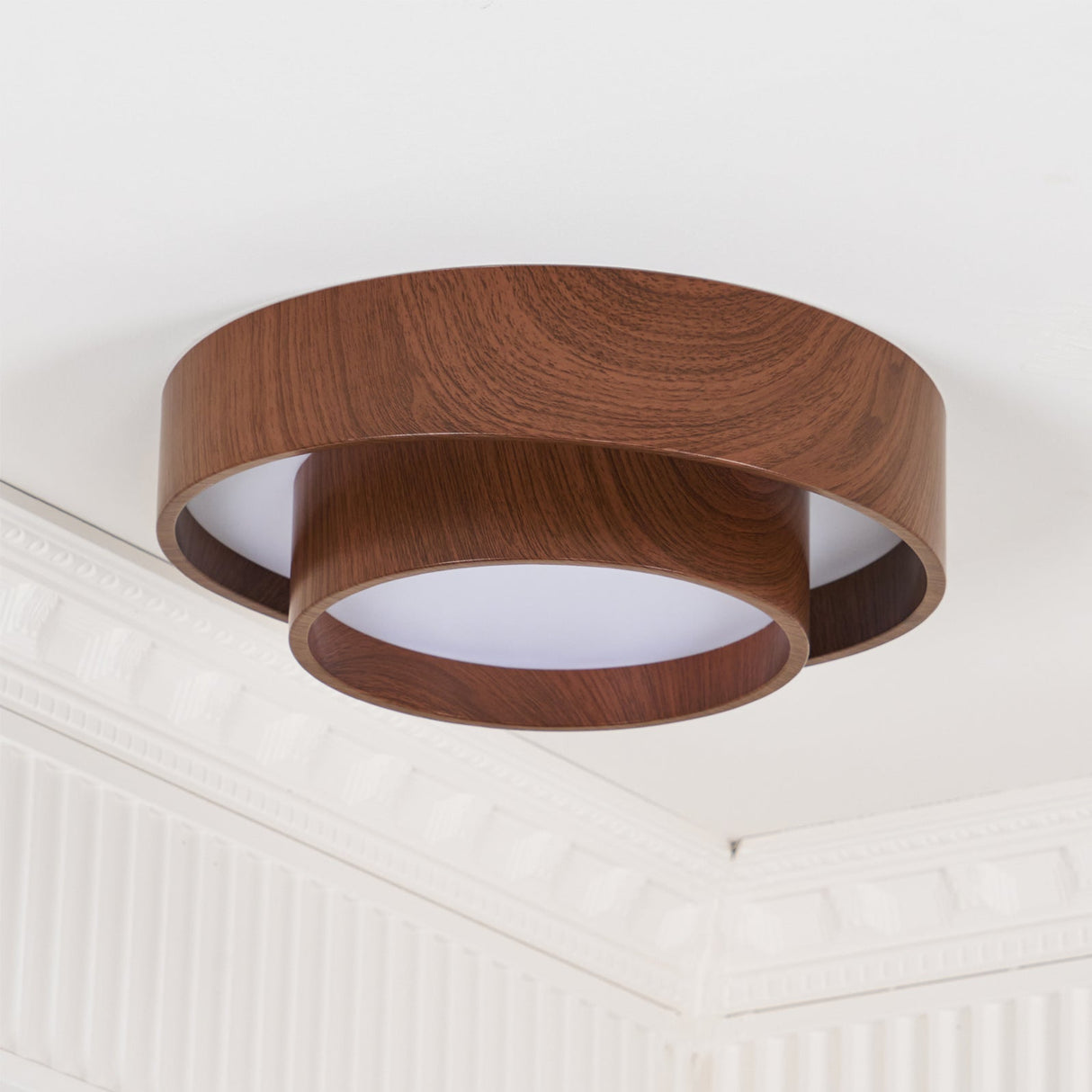 Modern LED Ceiling Light Walnut Wood Finish Ring Design - Product detail 13