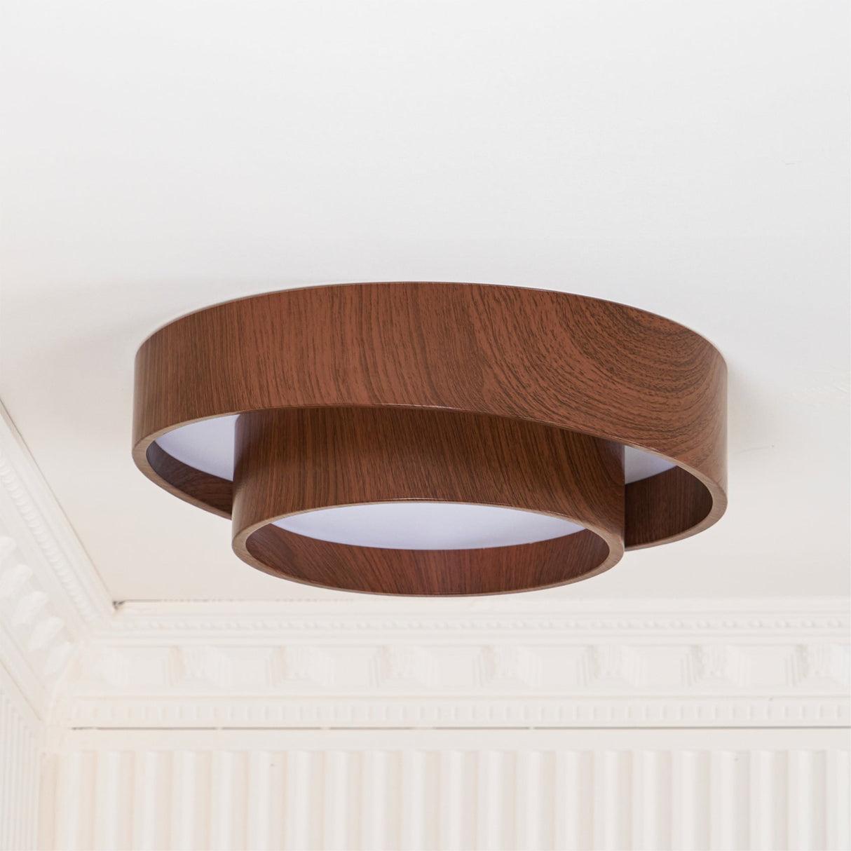 Modern LED Ceiling Light Walnut Wood Finish Ring Design - Product detail 15