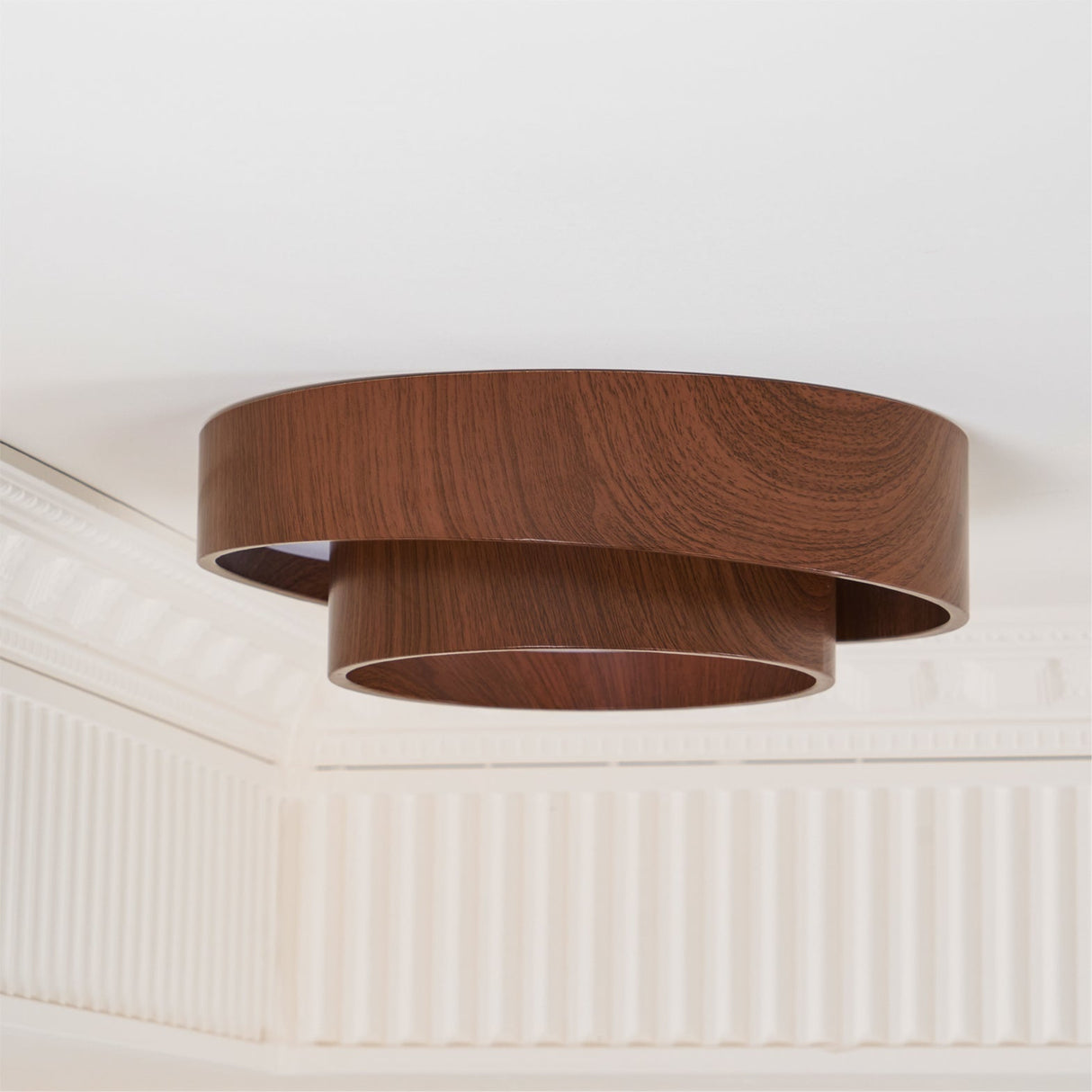 Modern LED Ceiling Light Walnut Wood Finish Ring Design - Product detail 12