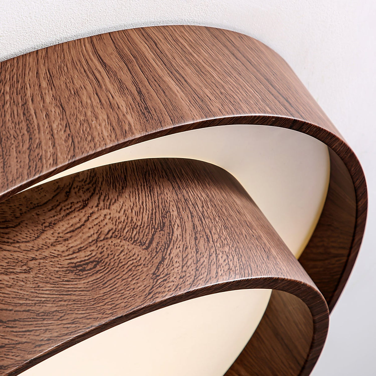 Modern LED Ceiling Light Walnut Wood Finish Ring Design - Product detail 4