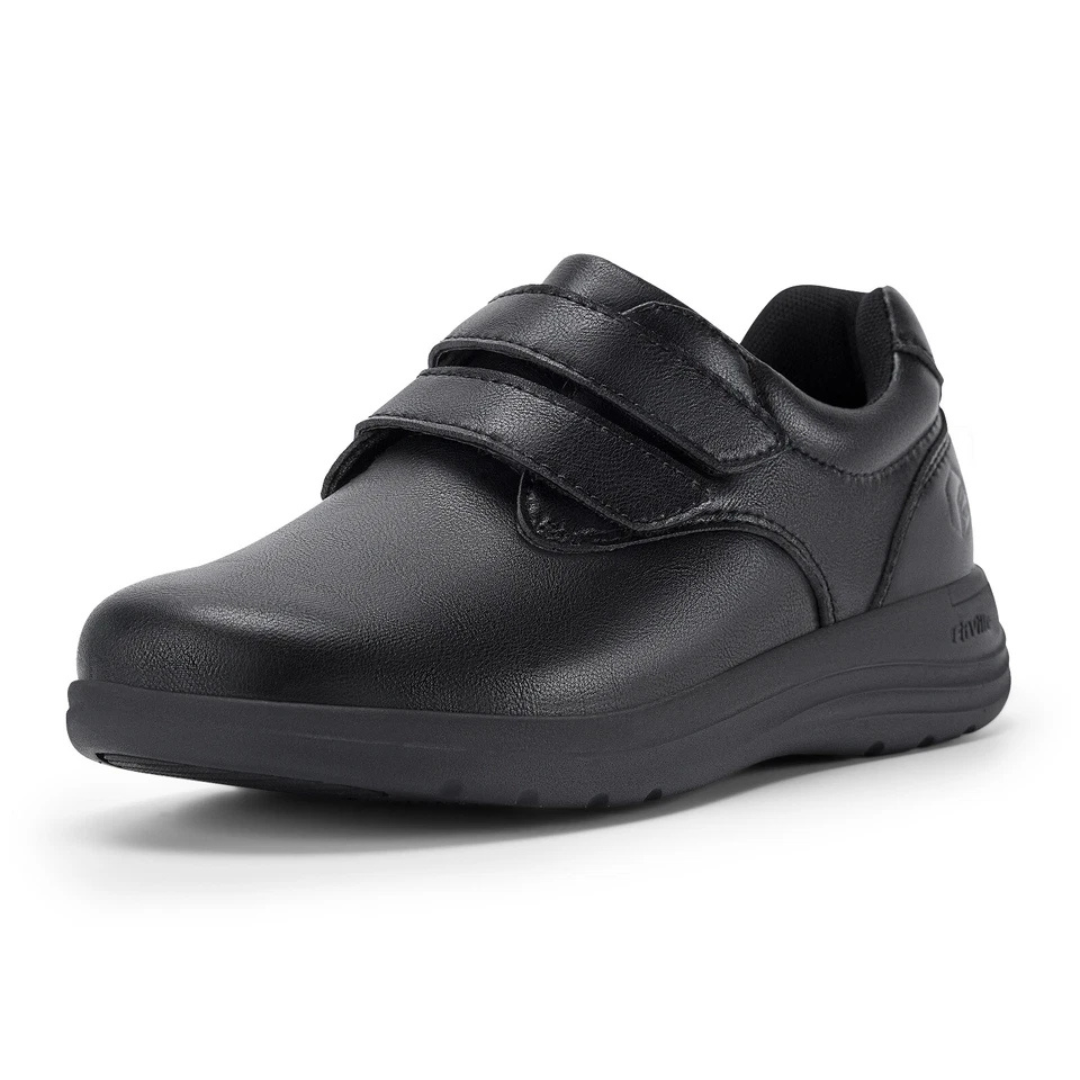 Womens Orthopedic Shoes Velcro Closure Black Leather - Detailed view