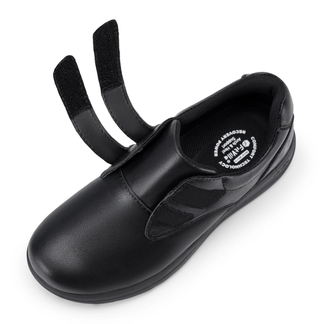 Womens Orthopedic Shoes Velcro Closure Black Leather - Product detail 4