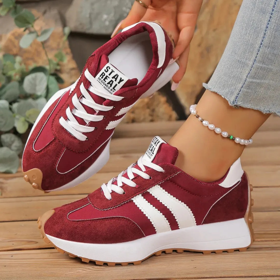 Womens Retro Sneakers Orange Vegan Leather Walking Shoes - Product detail 6