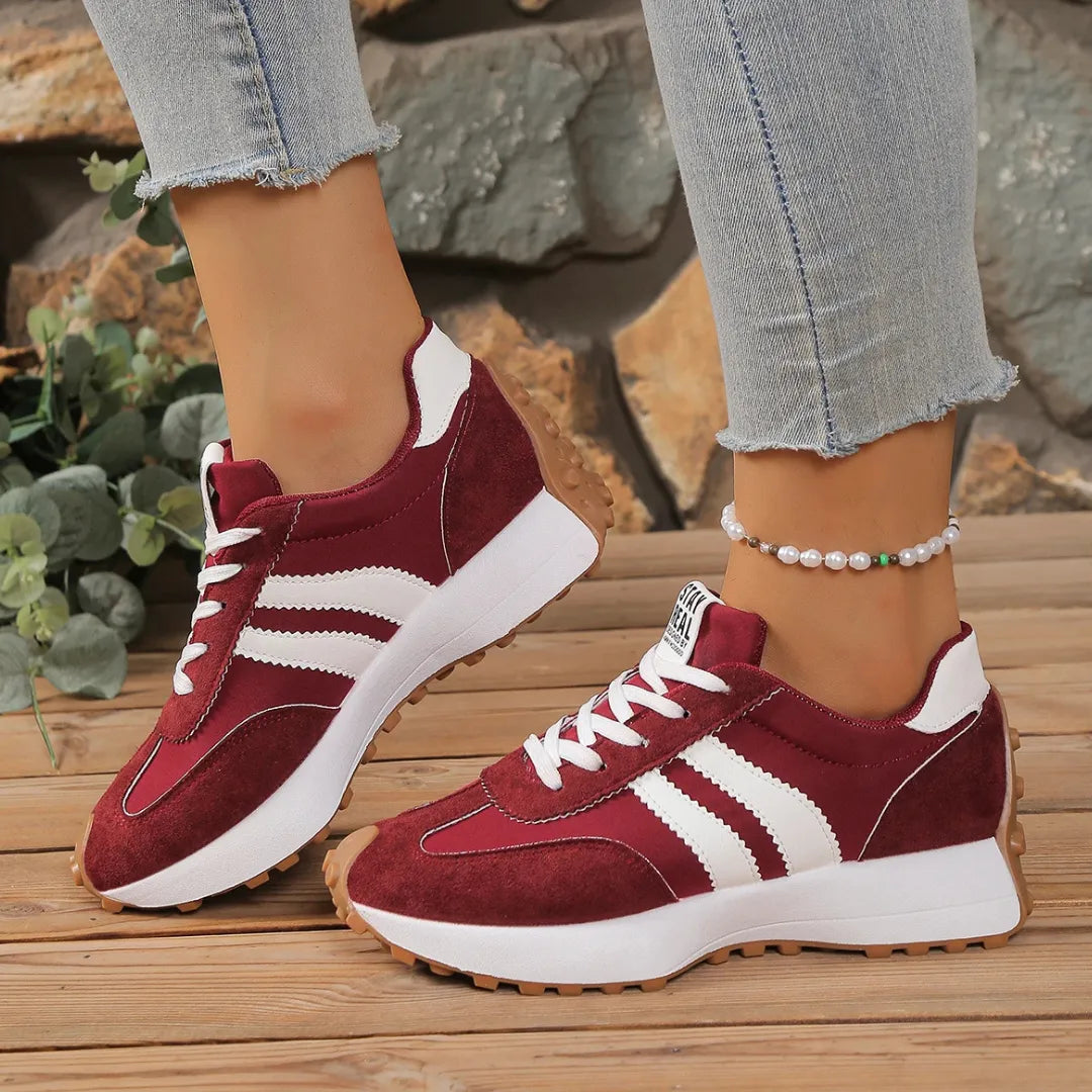 Womens Retro Sneakers Orange Vegan Leather Walking Shoes - Product detail 8