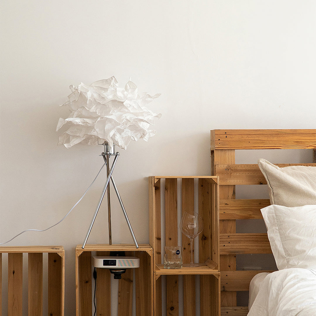 Cloud Paper Table Lamp  Sculptural White Shade Design - Detailed view