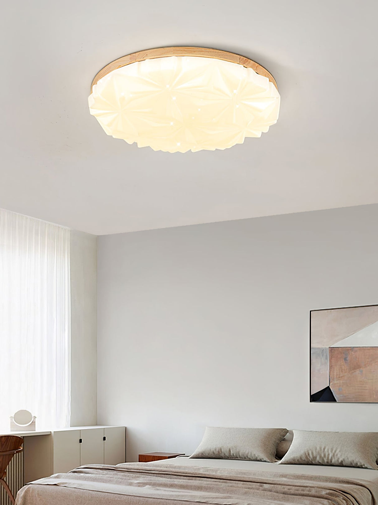 Modern Ceiling Light Wood Frame Geometric Pattern - Product detail 9