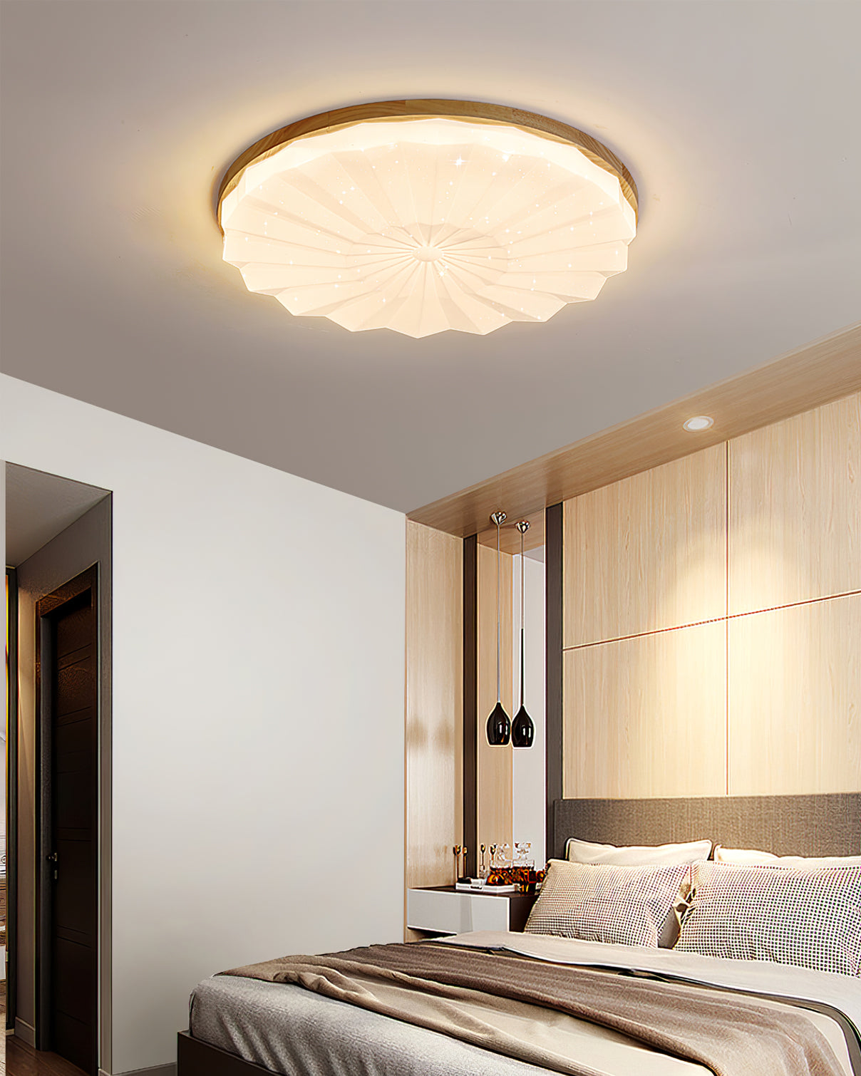 Modern Ceiling Light Wood Frame Geometric Pattern - Product detail 13