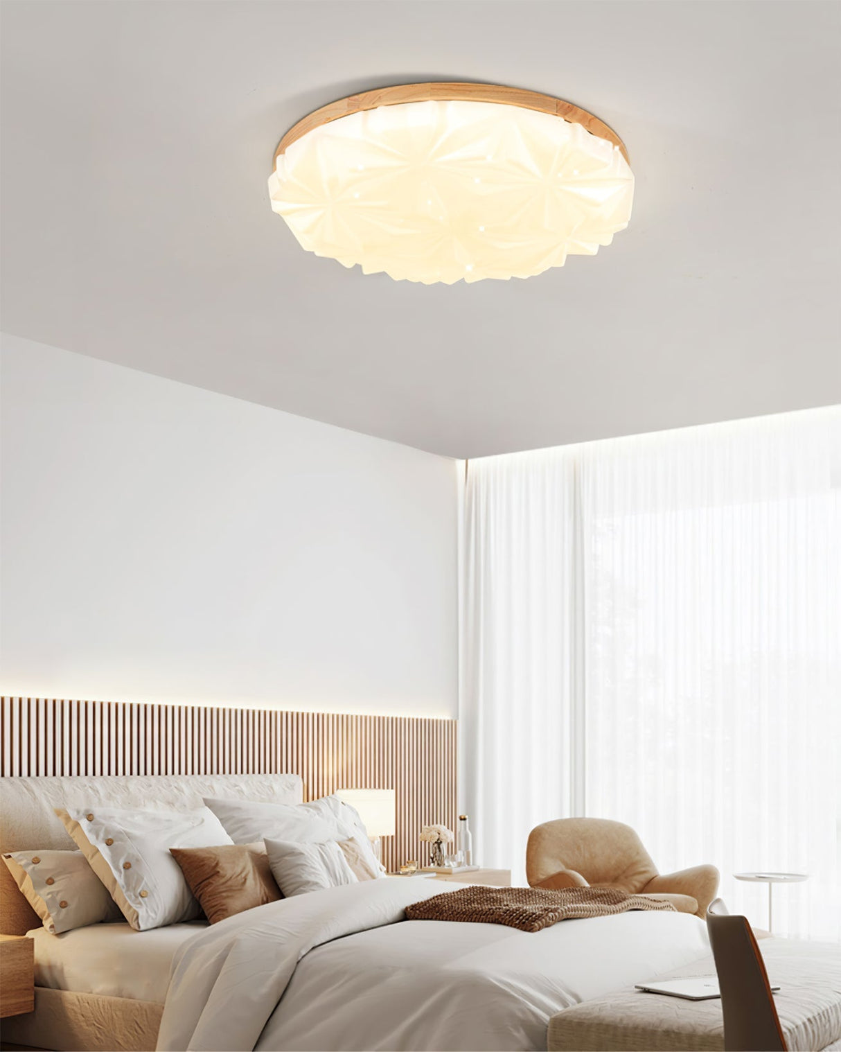 Modern Ceiling Light Wood Frame Geometric Pattern - Product detail 14