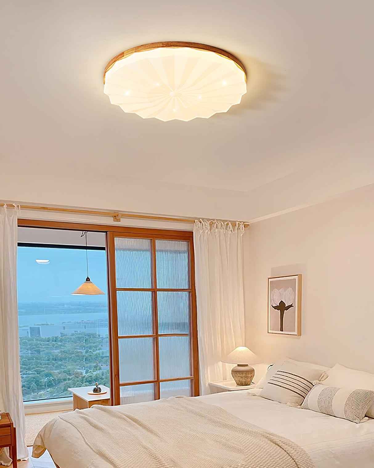 Modern Ceiling Light Wood Frame Geometric Pattern - Product detail 16
