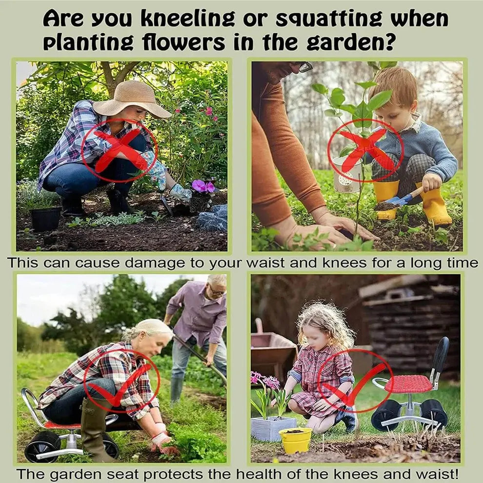 Adjustable Garden Kneeler Seat 360 Rotating Mobility Wheels - Product detail 4