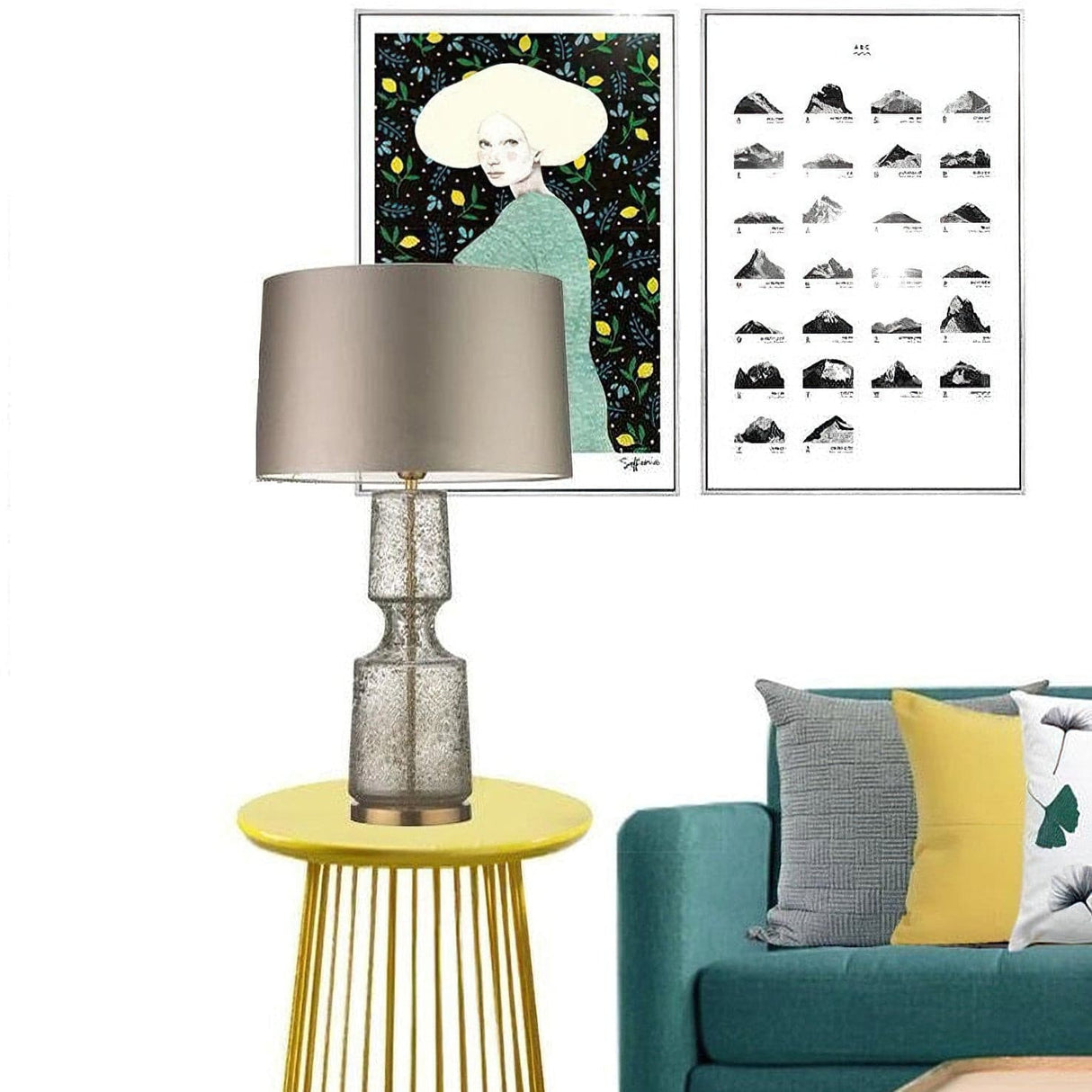 Modern Glass Table Lamp Amber Base Black Shade - Product detail 7