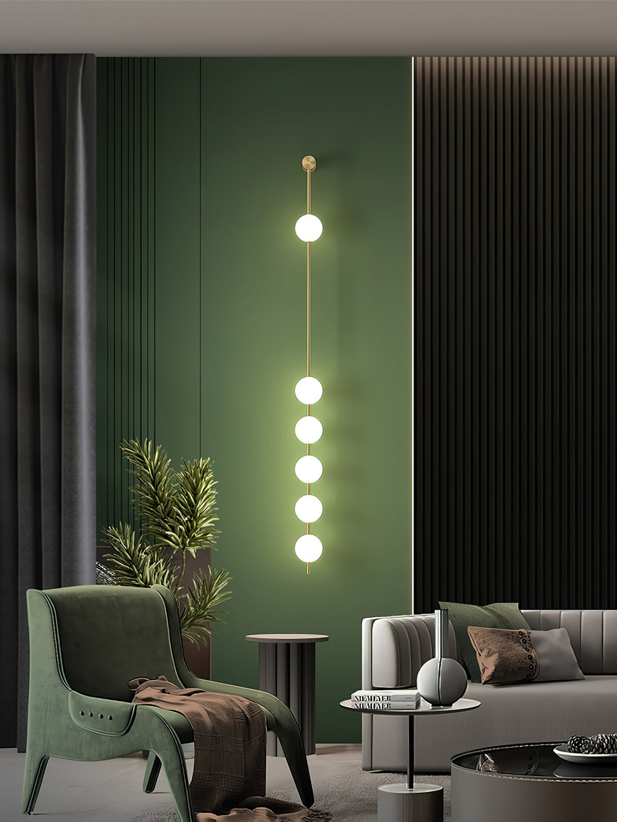 Modern Vertical Wall Lamp Gold Spheres LED Design - Product detail 6