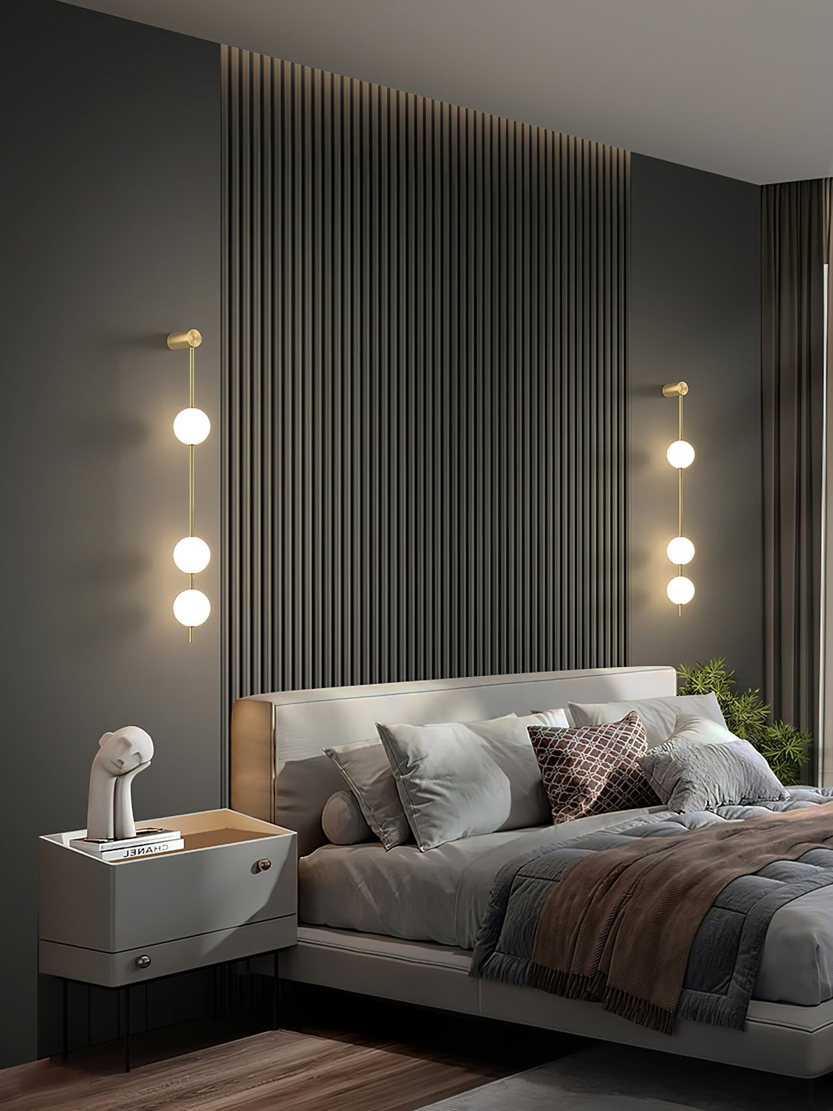 Modern Vertical Wall Lamp Gold Spheres LED Design - Product detail 7