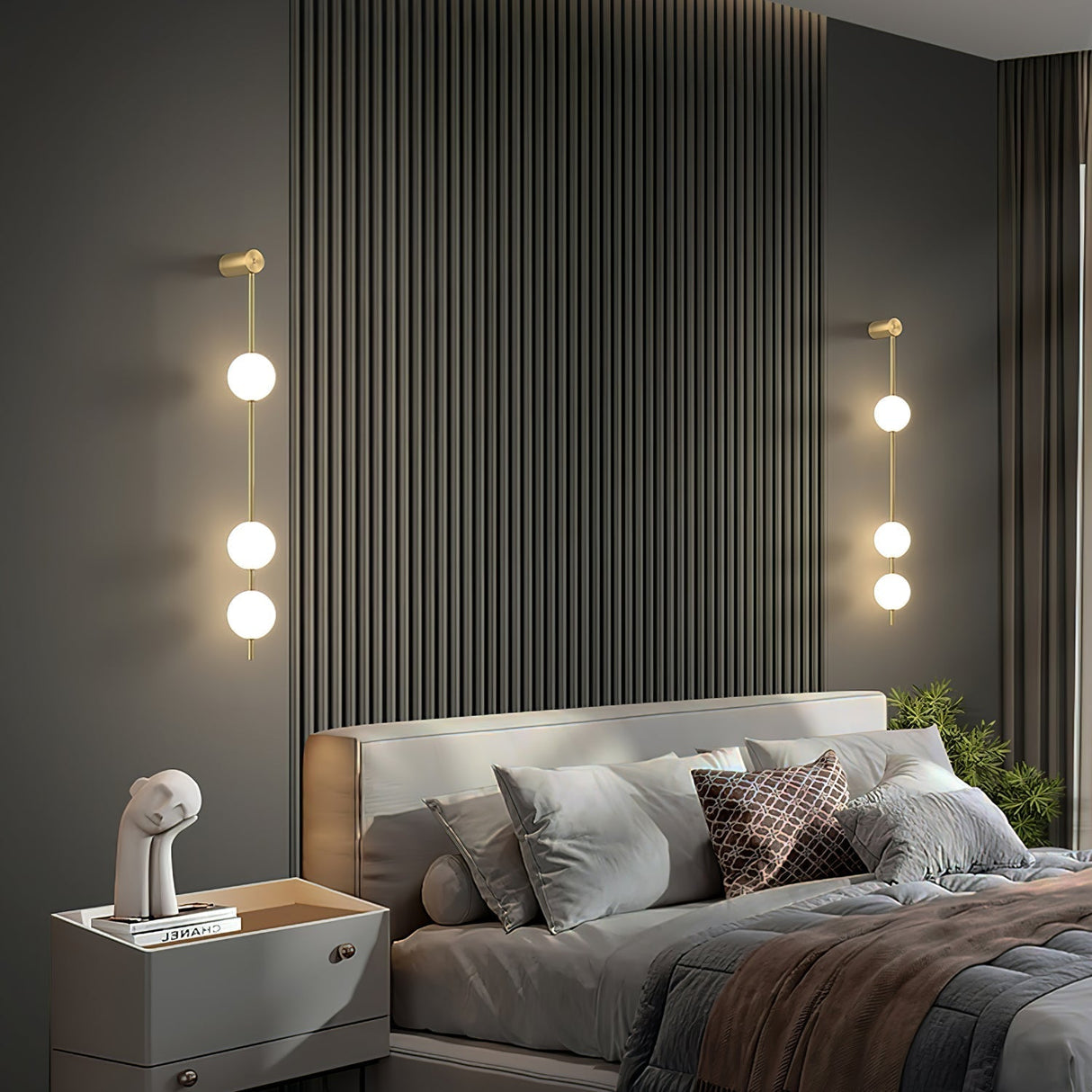 Modern Vertical Wall Lamp Gold Spheres LED Design - Product example