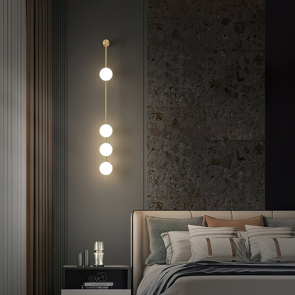 Modern Vertical Wall Lamp Gold Spheres LED Design - Product detail 4