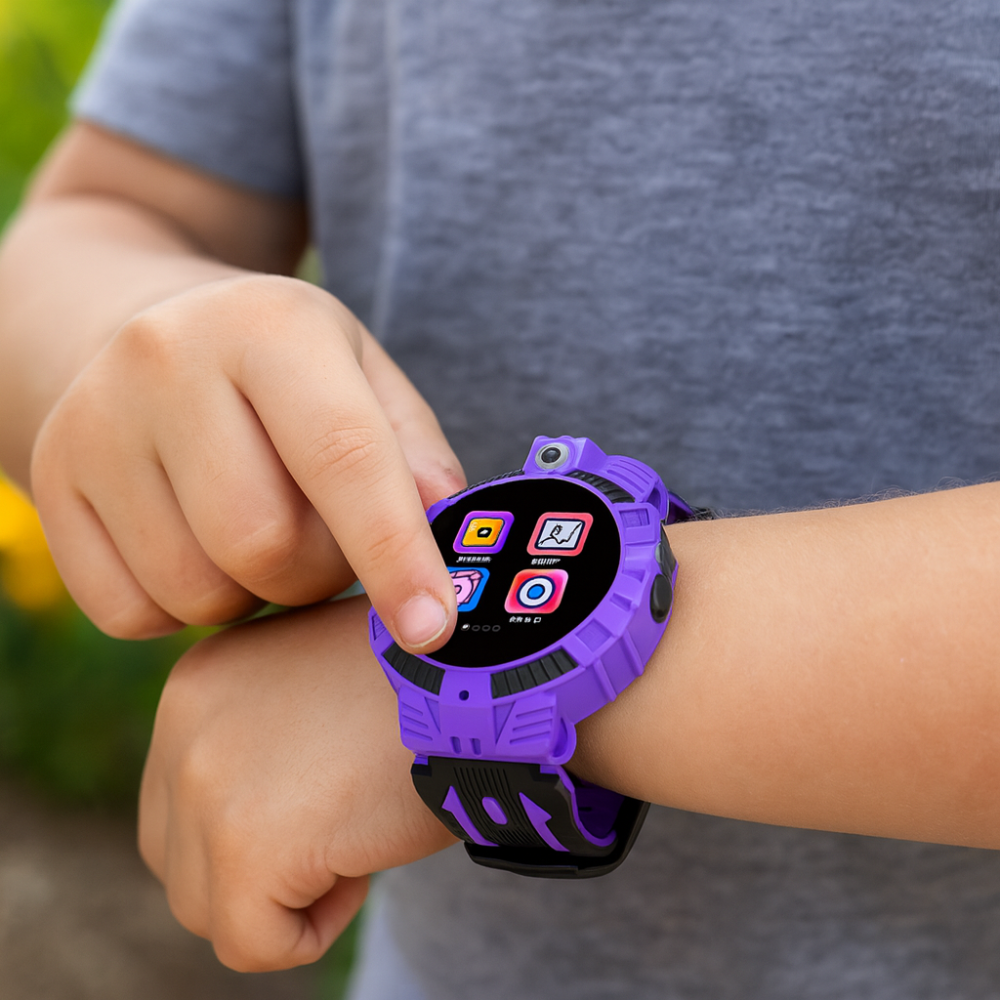 Kids Smart Watch Touch Screen Camera Purple Design - Product showcase