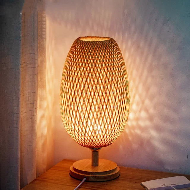 Bamboo Table Lamp Woven Lattice Design - Product detail 8
