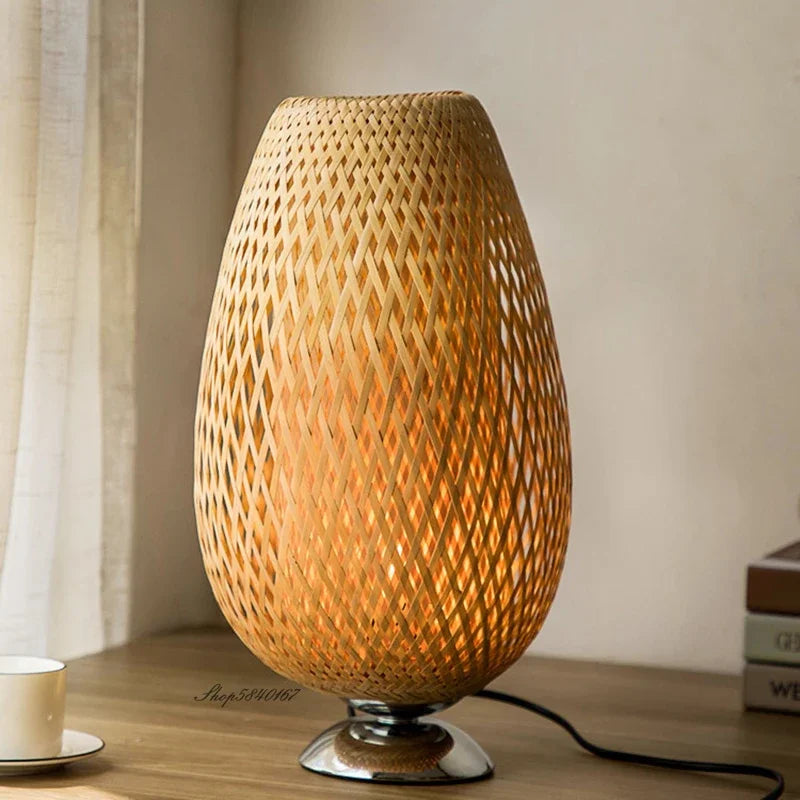 Bamboo Table Lamp Woven Lattice Design - Product detail 5