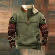 Western Fleece Pullover  Native Buffalo Print Quarter-Zip - Detailed view