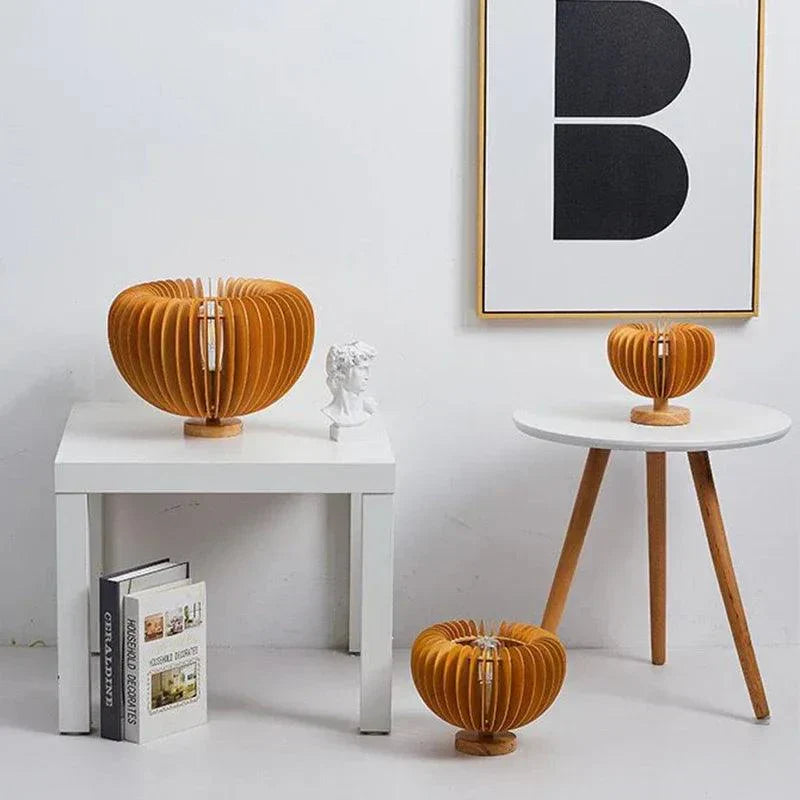 Wooden Table Lamp  Sculptural Slat Design - Product detail 5