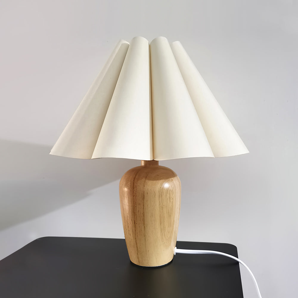 Vintage Table Lamp Pleated Shade Wood Base - Product detail 8