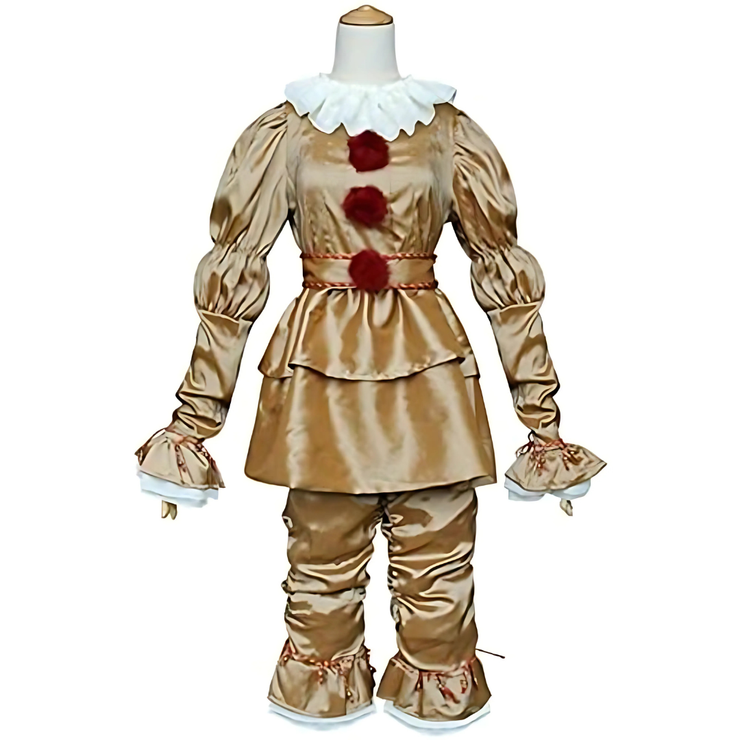 Vintage Halloween Clown Costume  Victorian Style Ruffled Design - Detailed view