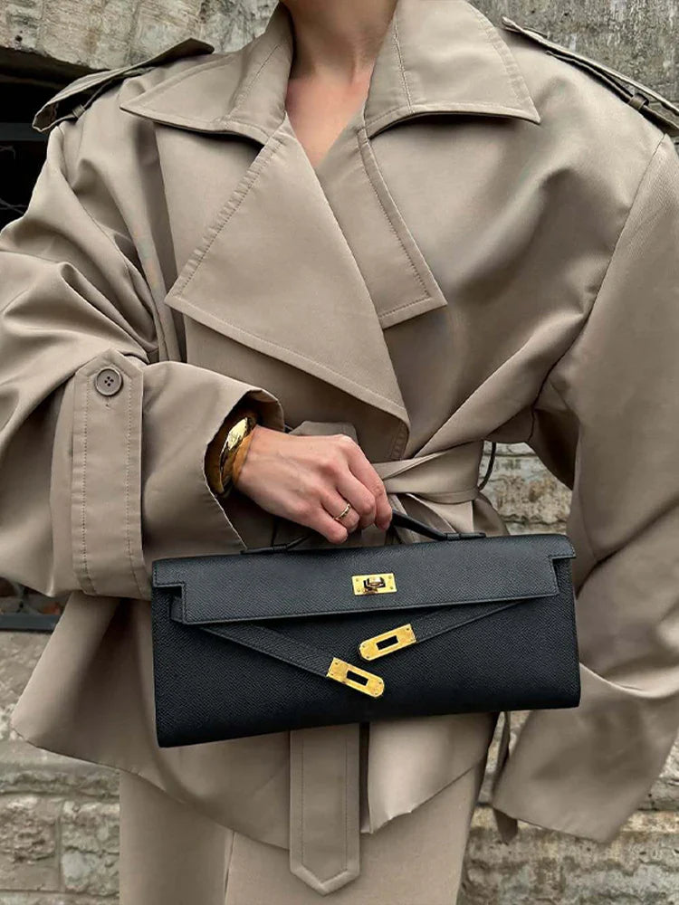 Vintage Trench Coat Oversized Shoulder Pad Design - Product detail 6