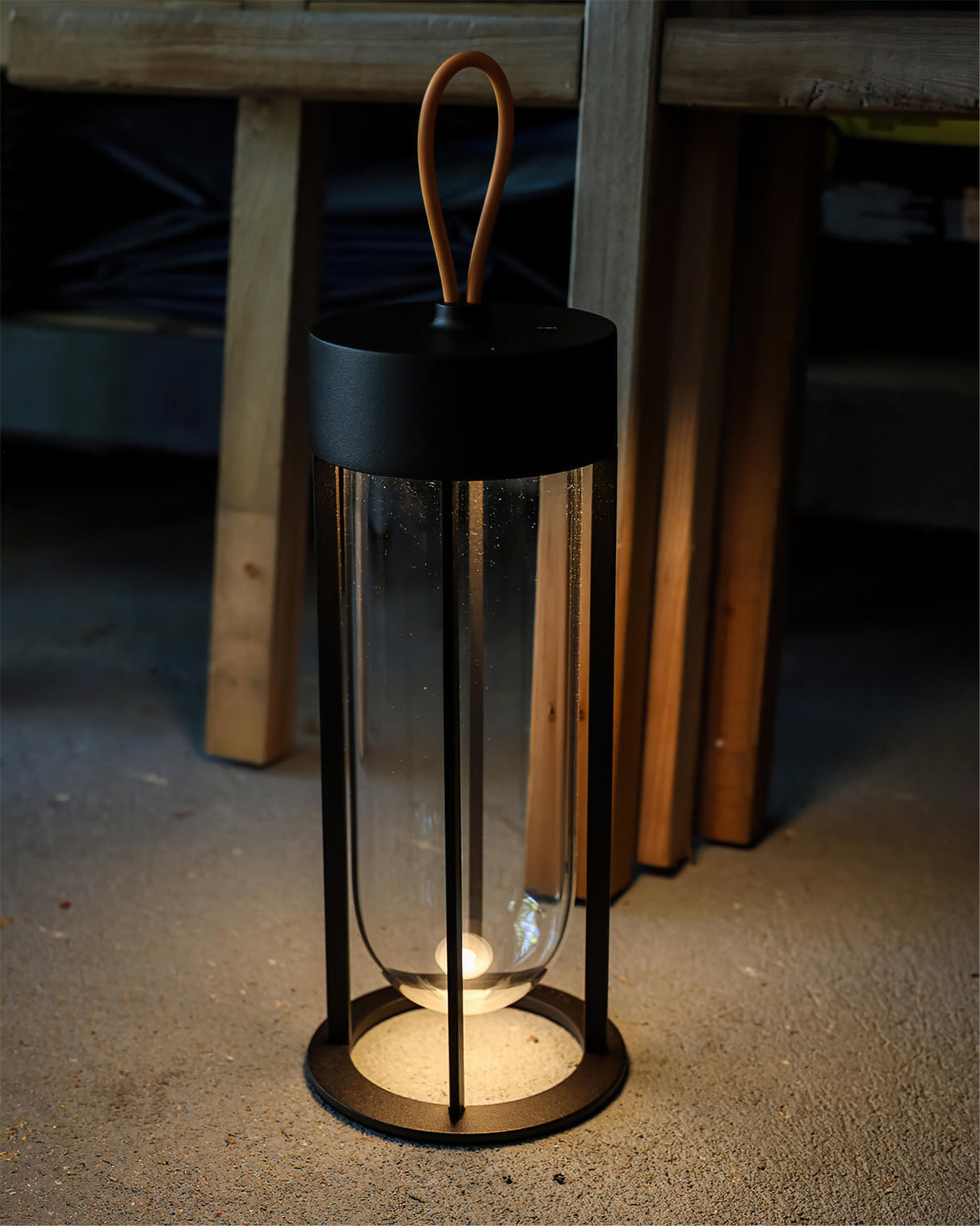 Portable LED Table Lamp Glass Cylinder Design with Leather Handle - Product detail 20