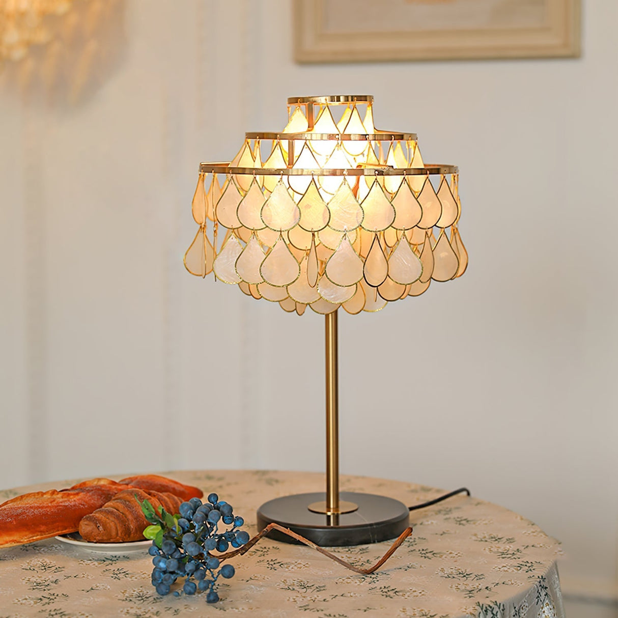Shell Table Lamp Layered Mother of Pearl Design - Product example