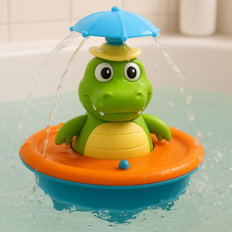 Interactive Bath Toy Crocodile LED Light-Up Floating Water Sprayer - Detailed view