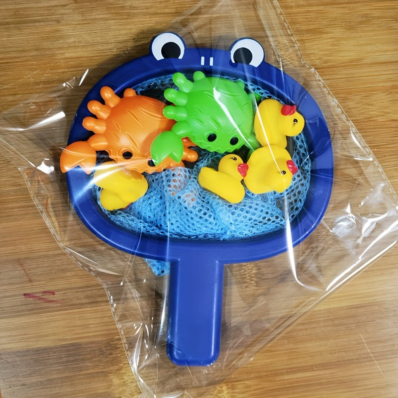 Bath Toy Fishing Set Frog Net with Floating Animals - Detailed view