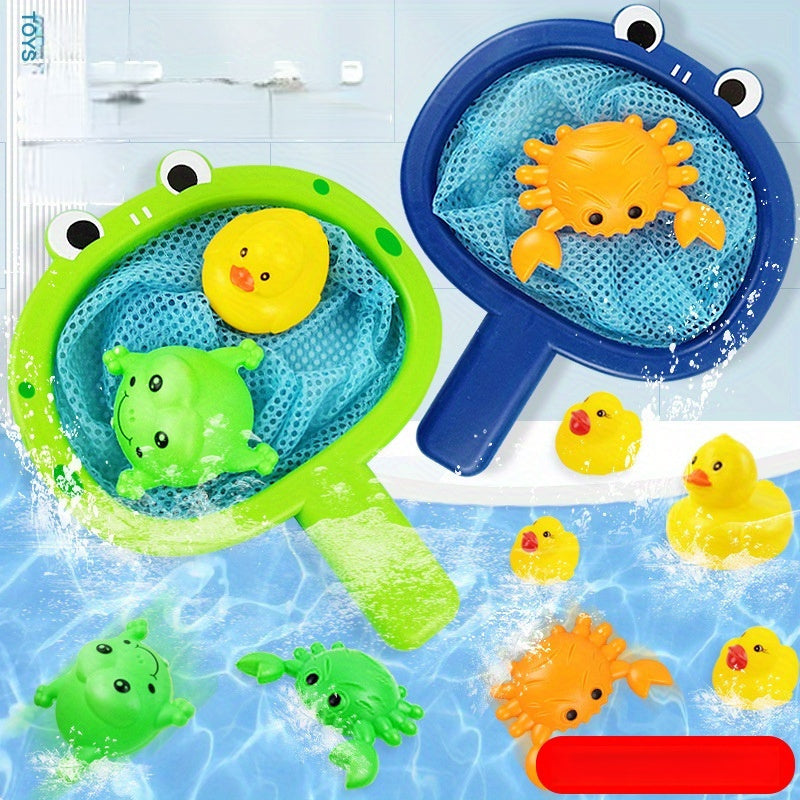 Bath Toy Fishing Set Frog Net with Floating Animals - Product example