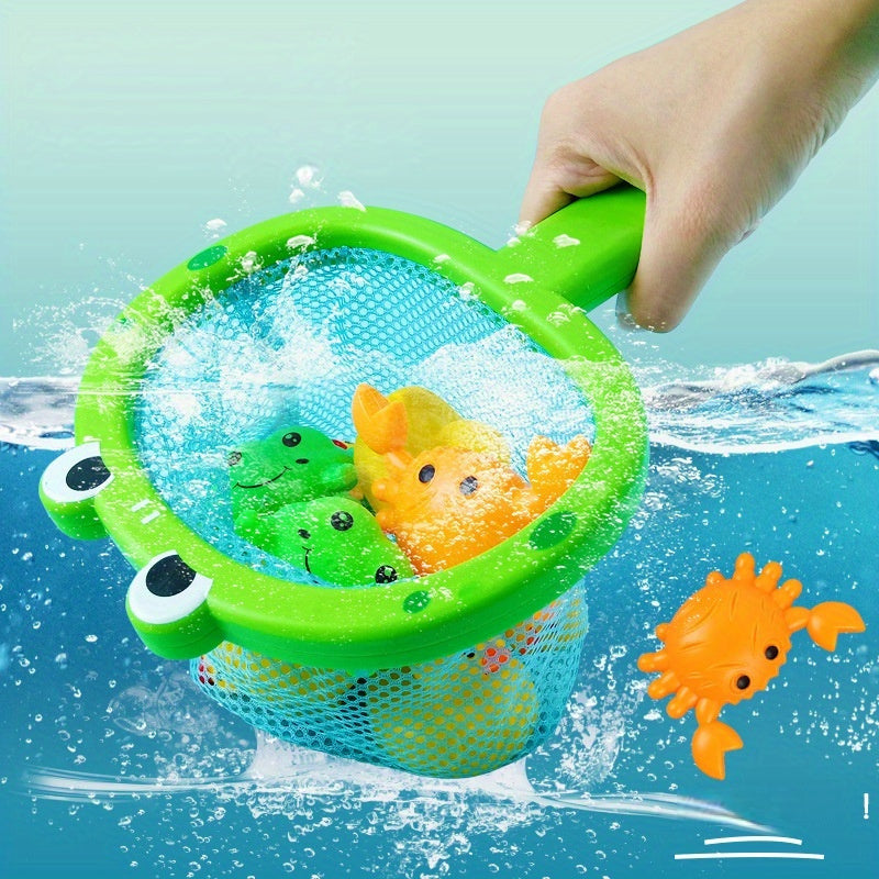 Bath Toy Fishing Set Frog Net with Floating Animals - Product detail 4