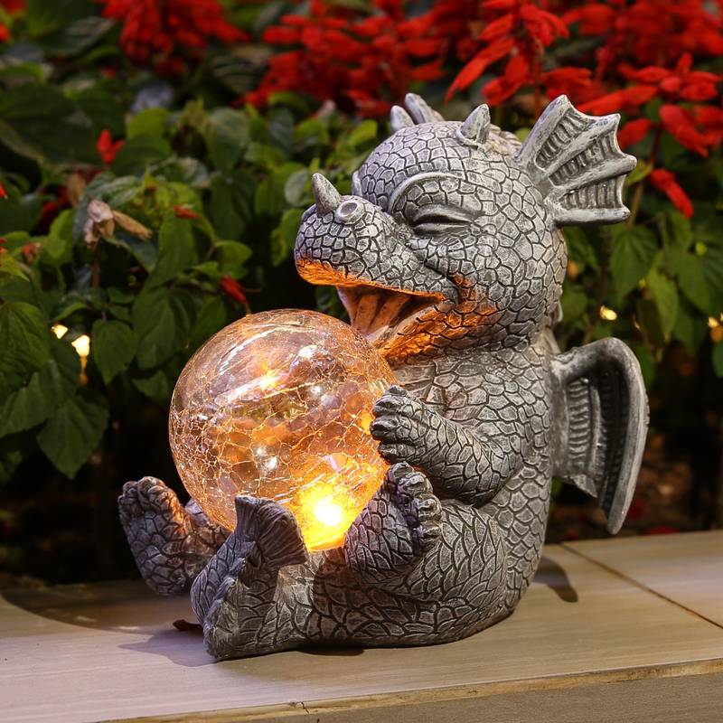 Dragon LED Table Lamp Resin Sculpture with Warm Glow - Detailed view