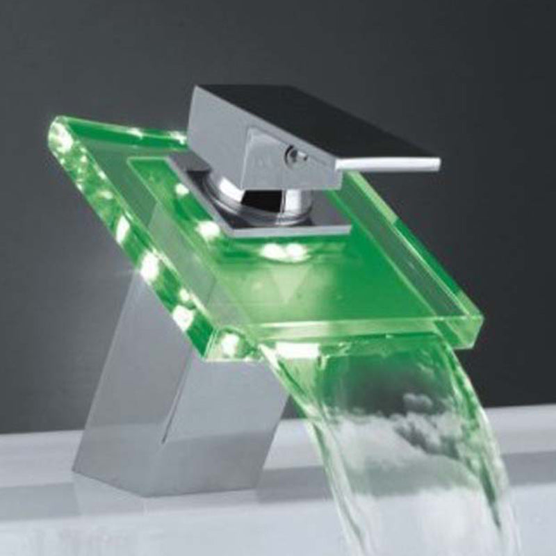 LED Bathroom Faucet Copper Waterfall Basin Mixer with Color Changing Light - Product detail 8