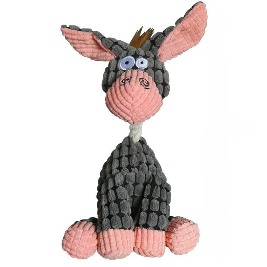 Corduroy Donkey Dog Toy Durable Plush Squeaky Design - Product showcase