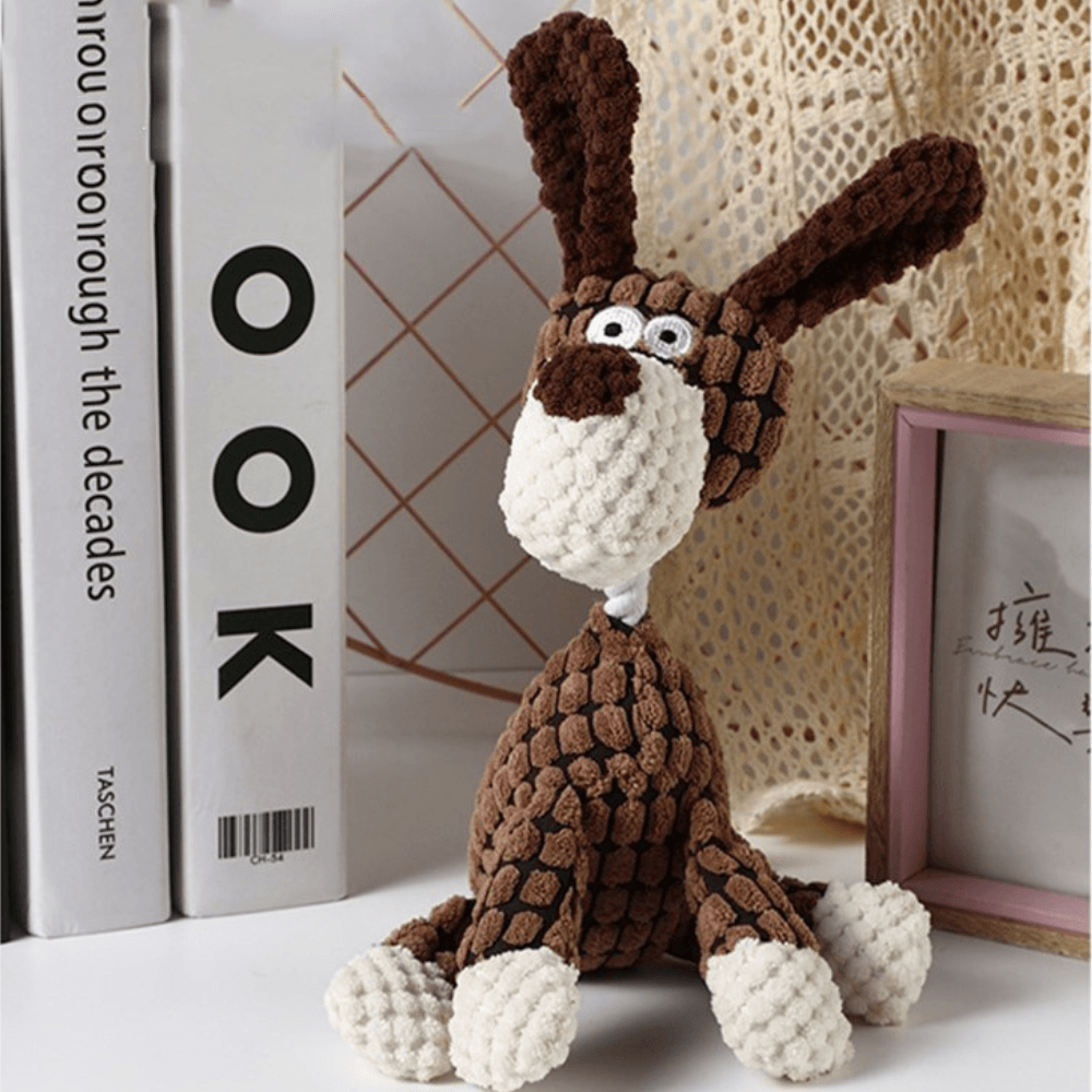 Corduroy Donkey Dog Toy Durable Plush Squeaky Design - Detailed view
