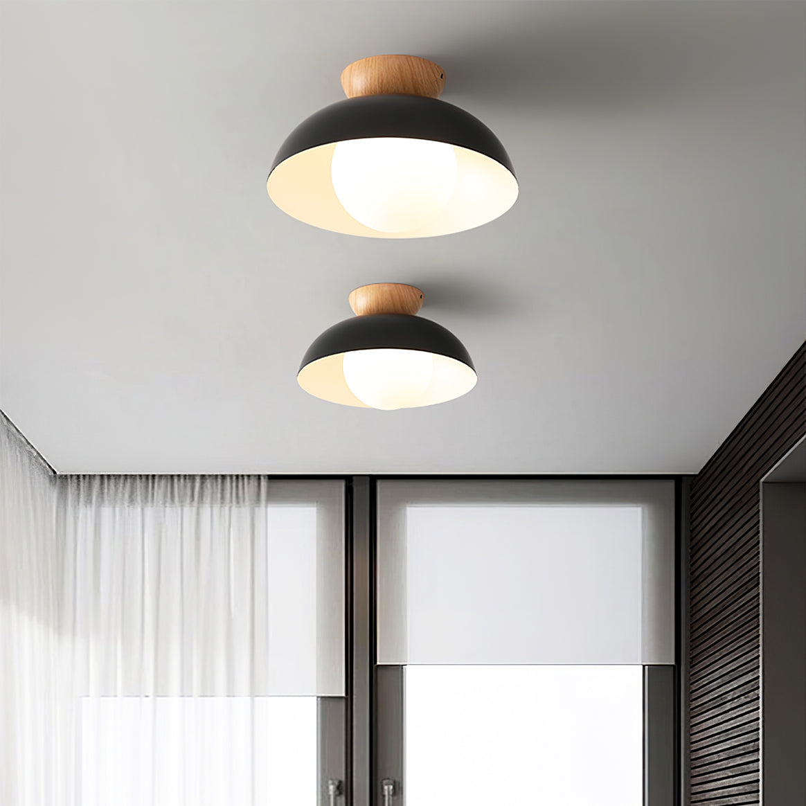 Modern Pendant Light Black Metal Wood Accent - Product detail 10