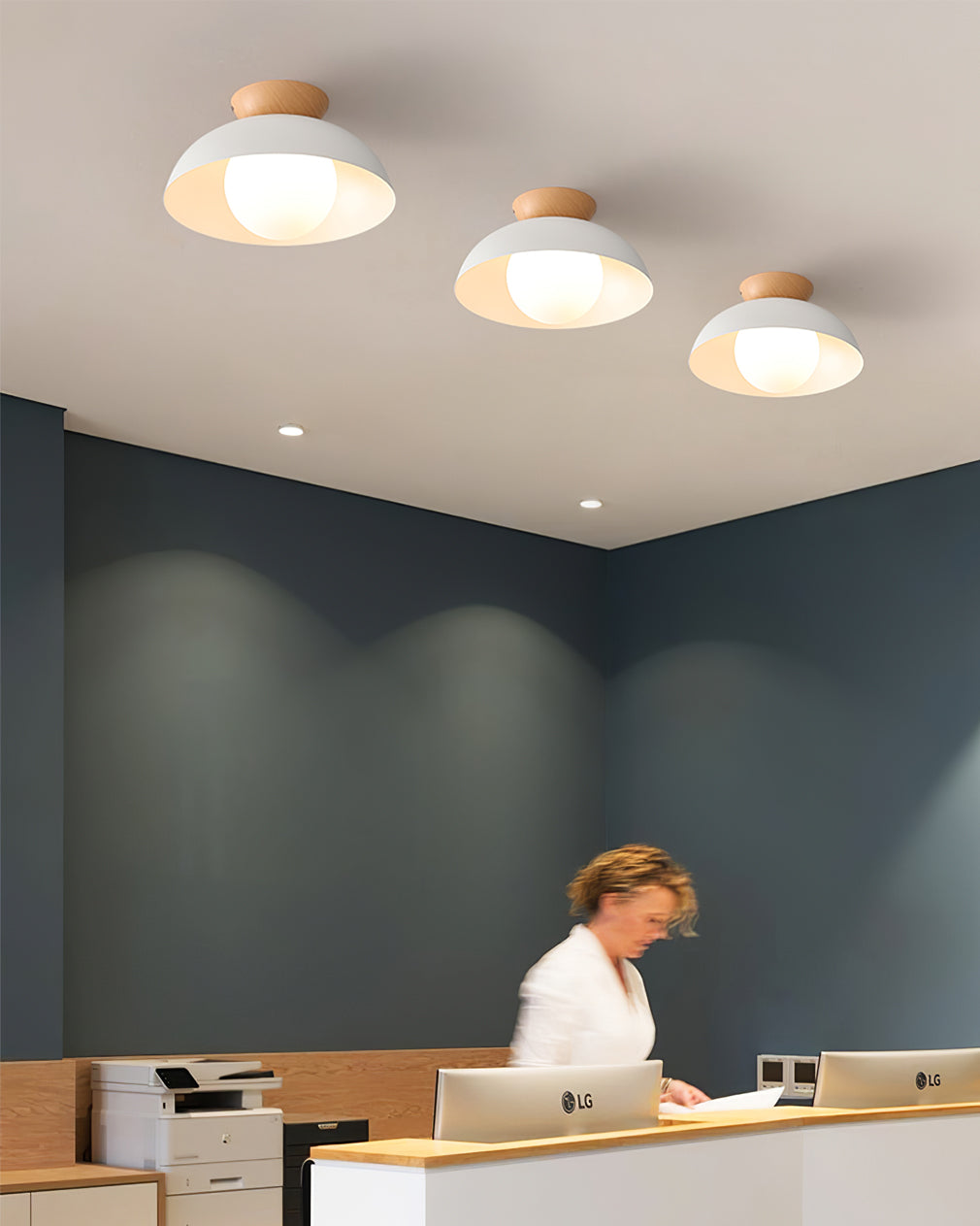 Modern Pendant Light Black Metal Wood Accent - Product detail 8