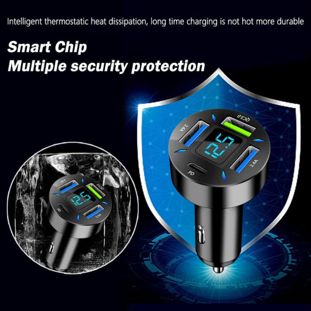Dual USB Car Charger 66W Fast Charging Digital Display - Product detail 7