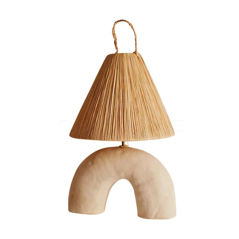 Modern Ceramic Table Lamp Curved Base with Raffia Shade - Product detail 44
