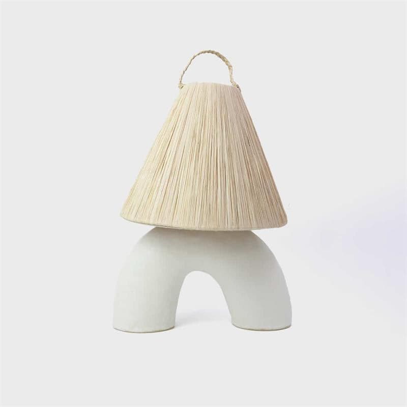 Modern Ceramic Table Lamp Curved Base with Raffia Shade - Product detail 42