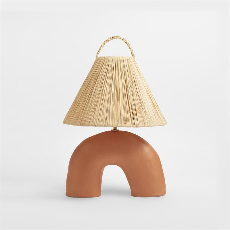 Modern Ceramic Table Lamp Curved Base with Raffia Shade - Product detail 23