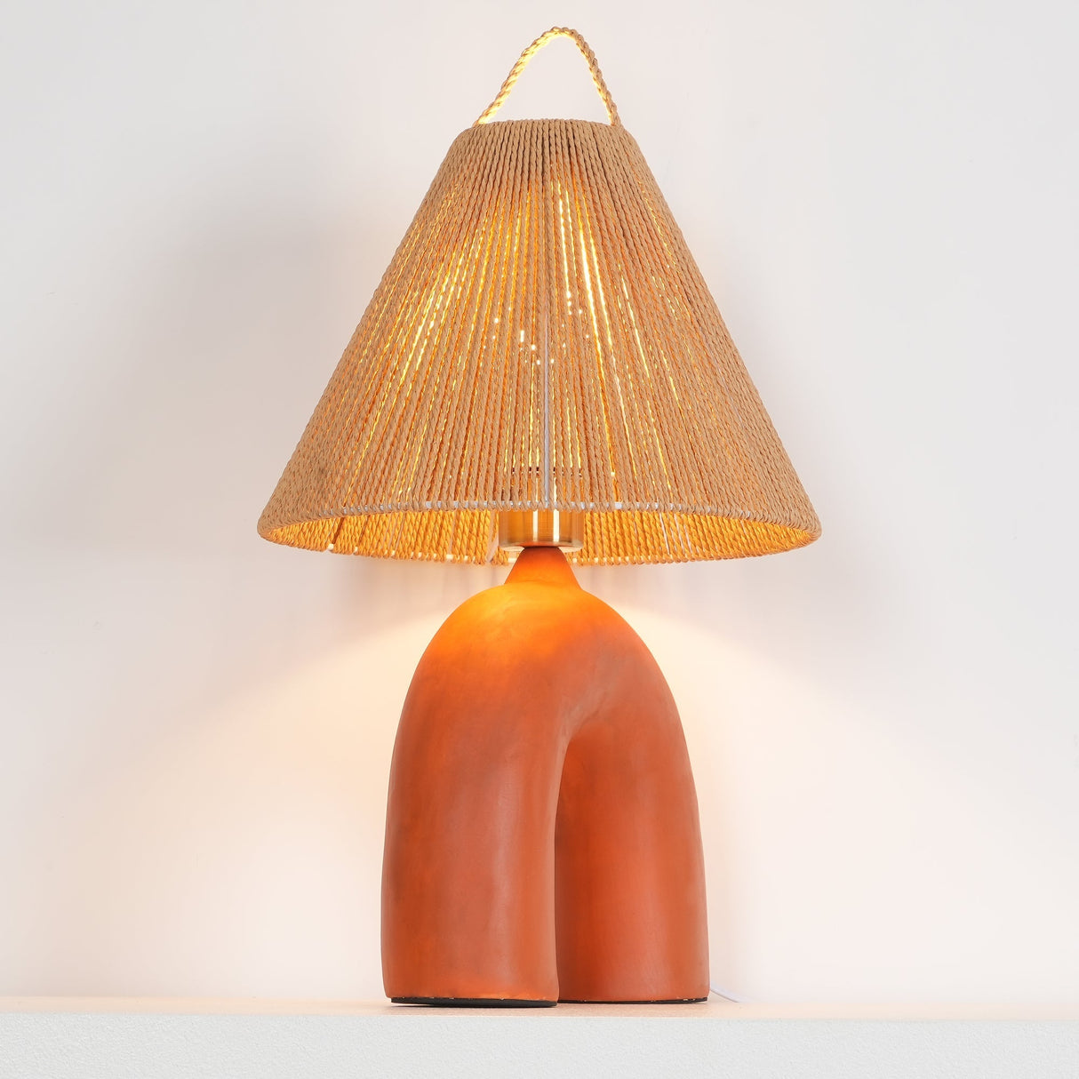 Modern Ceramic Table Lamp Curved Base with Raffia Shade - Product detail 29