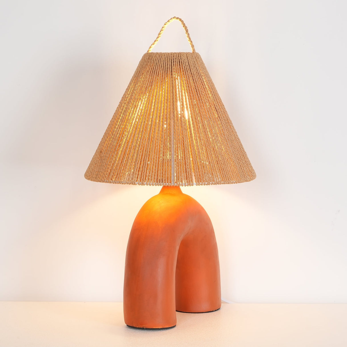 Modern Ceramic Table Lamp Curved Base with Raffia Shade - Product detail 26