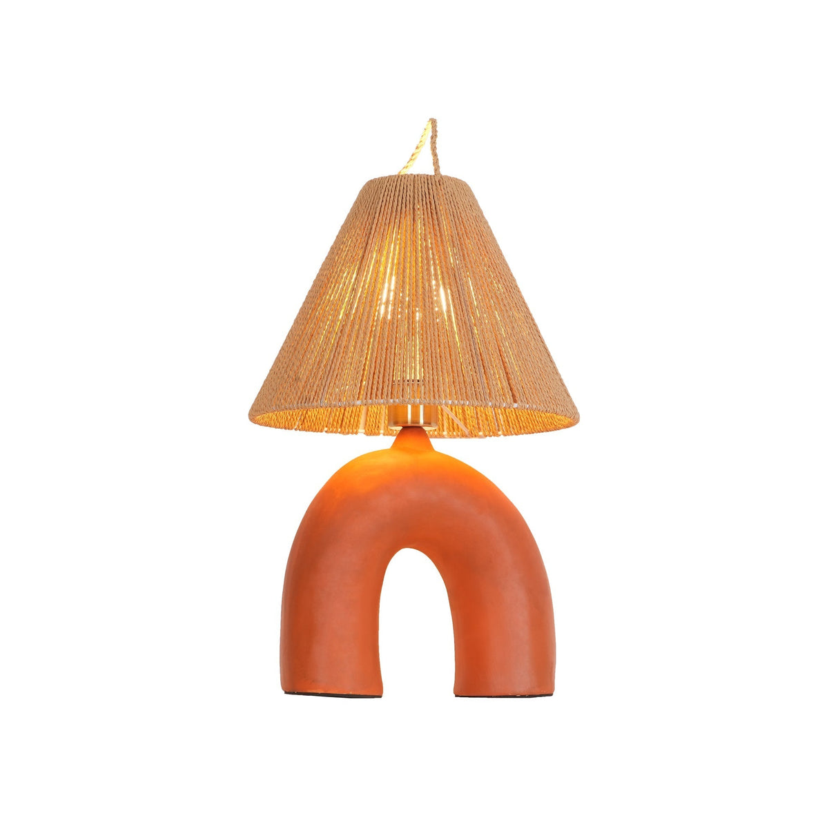Modern Ceramic Table Lamp Curved Base with Raffia Shade - Product detail 36