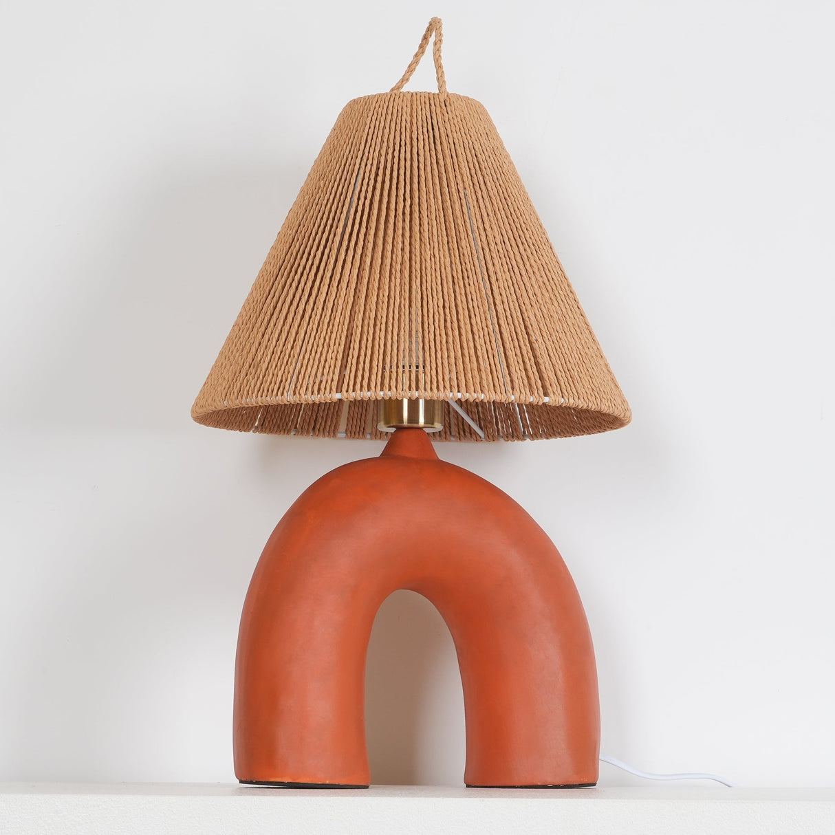 Modern Ceramic Table Lamp Curved Base with Raffia Shade - Product detail 39